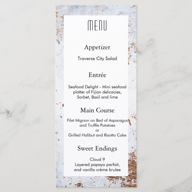 Design Mariage moderne en marbre texture MENU (Devant)