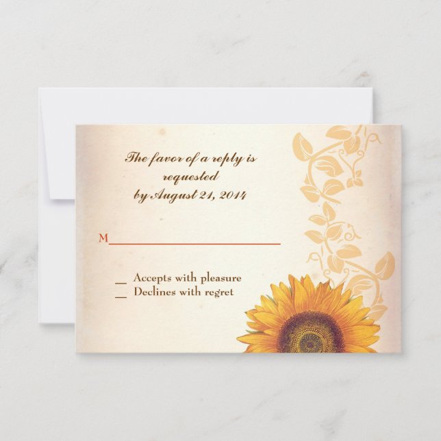 design mariage rsvp avec tournesol (Devant)