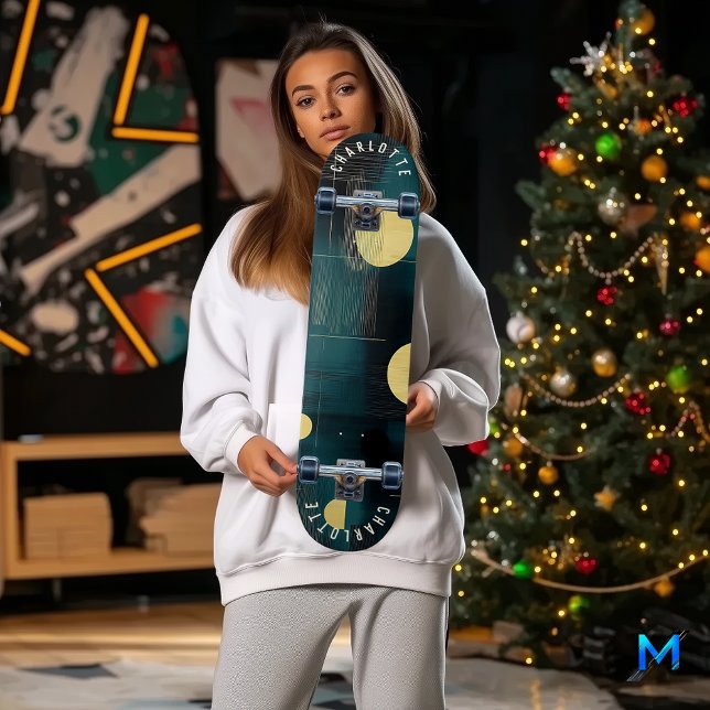 Design minimaliste Turquoise et Gold Skateboard (Créateur téléchargé)