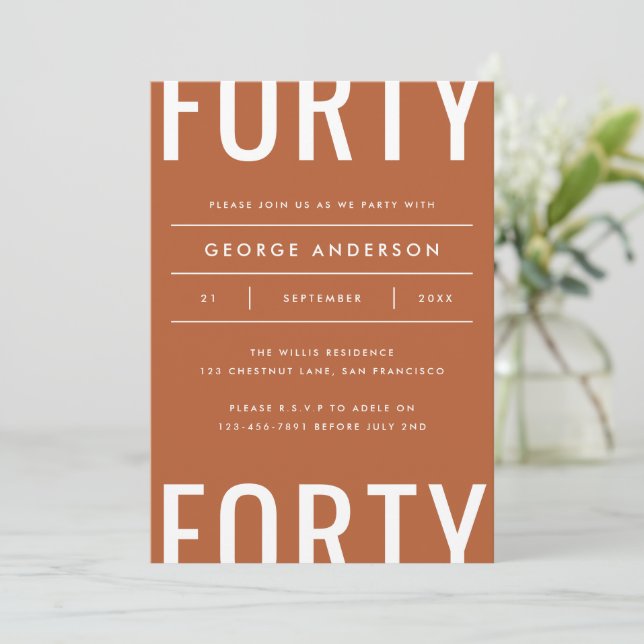 Design moderne 40e anniversaire simple design grap (Debout devant)
