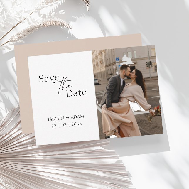 Design moderne Blush Script photo mariage Enregist (Modern Script Photo Wedding Save the Date)