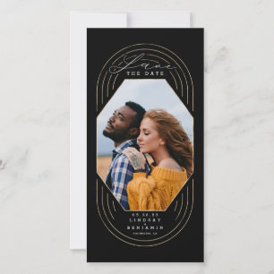 Design Moderne Boho Gold Black Save the Date Photo