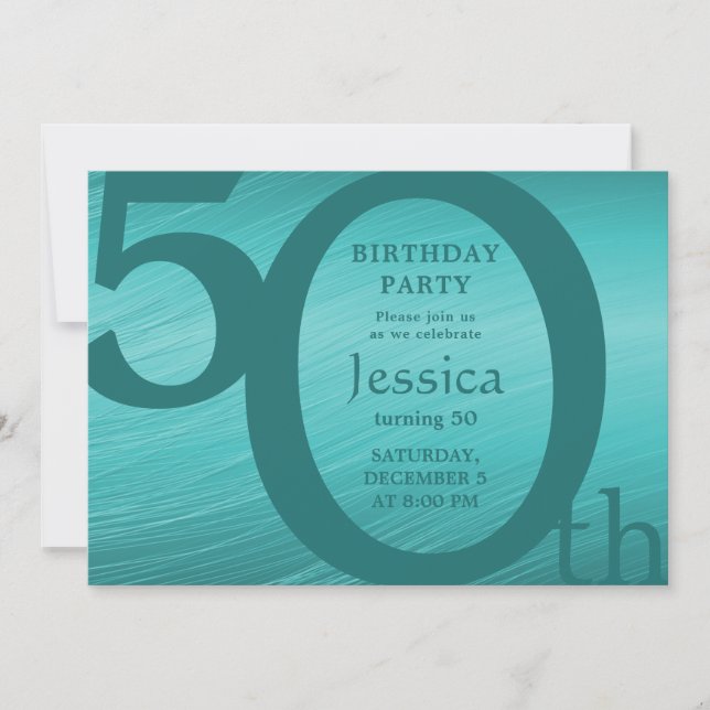 Design moderne or et Turquoise invitation d'annive (Devant)