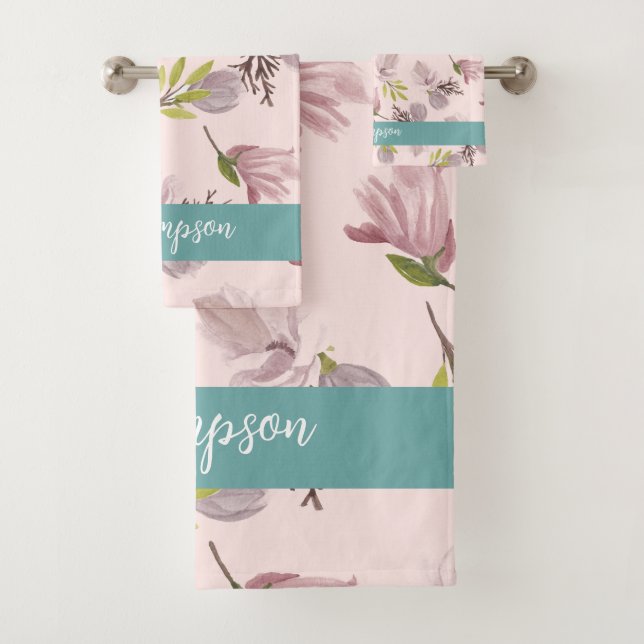 Design moderne romantique monogramme rose et bleu (En situation)