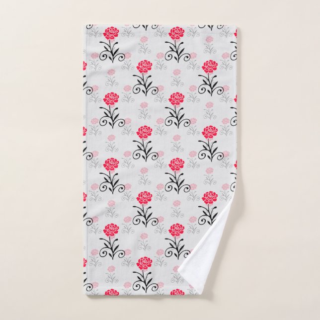 Design Motif de l'étalage de fleurs de rose rouge (Serviette à main)
