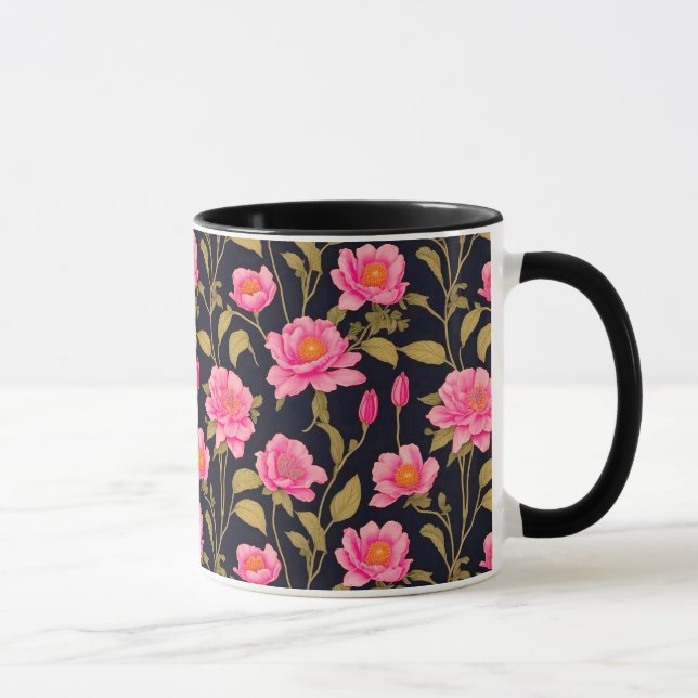 Design motif floral numérique 24 - Café Mug (Droite)