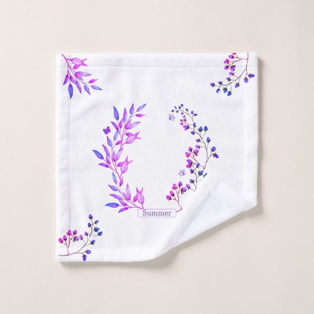 Design original de fleurs et branches violettes (Gant de toilette)