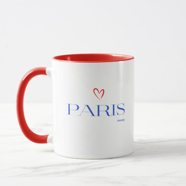 Design Paris moderne avec Mug Coeur Rouge (Gauche)