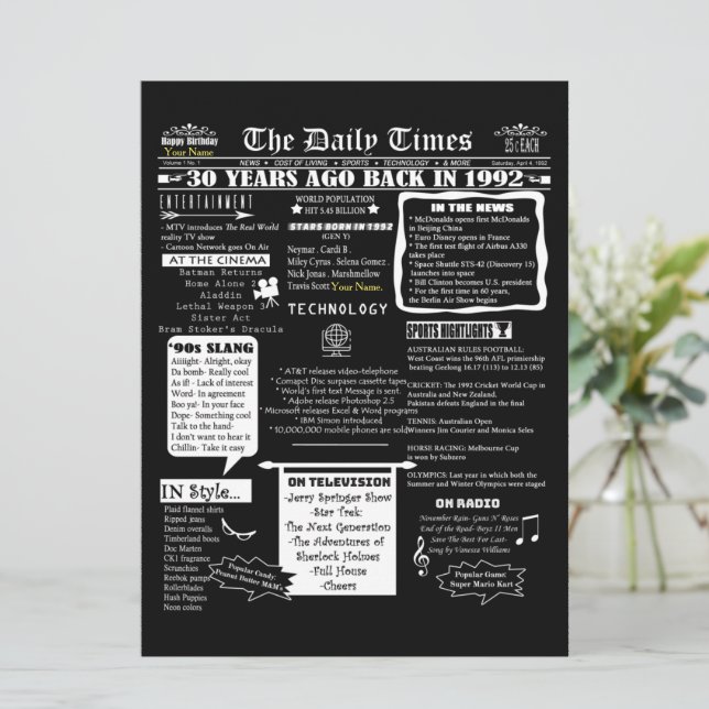 Design personnalisé 30e anniversaire Invitation An (Debout devant)