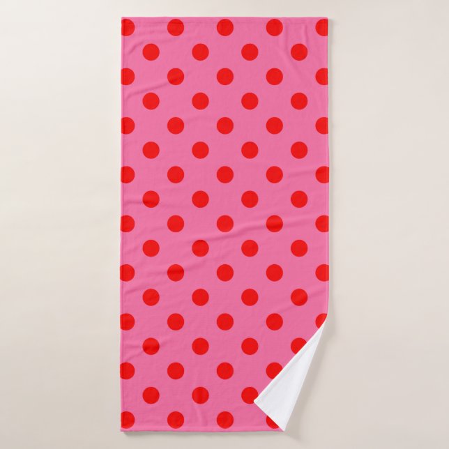 Design Pois rouge sur rose (Serviette de bain)