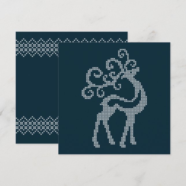 Design saisonnier de rennes de broderie de xmas bl (Devant / Derrière)