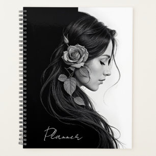 Design saisonnier noir blanc dramatique cheveux fl