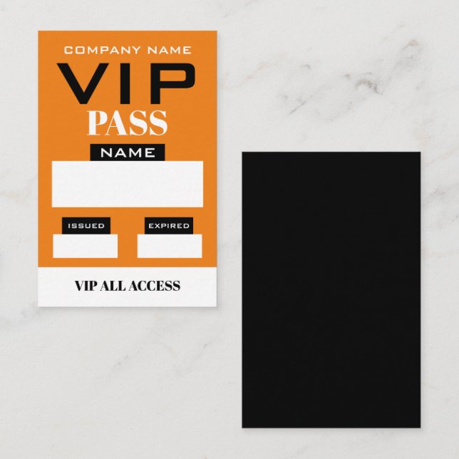 Design simple, cartes VIP (Devant / Derrière)