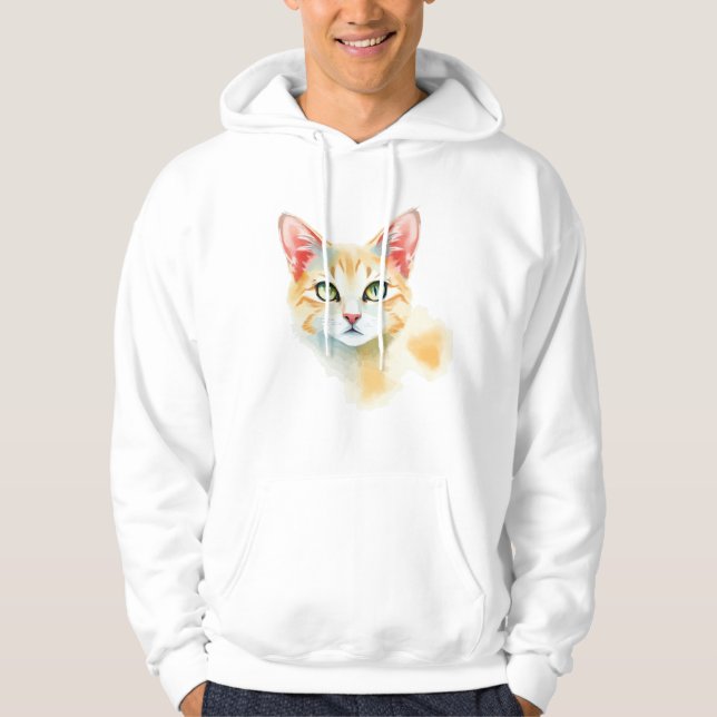 Design Sweat - shirt à capuche de chat aquarelle (Devant)