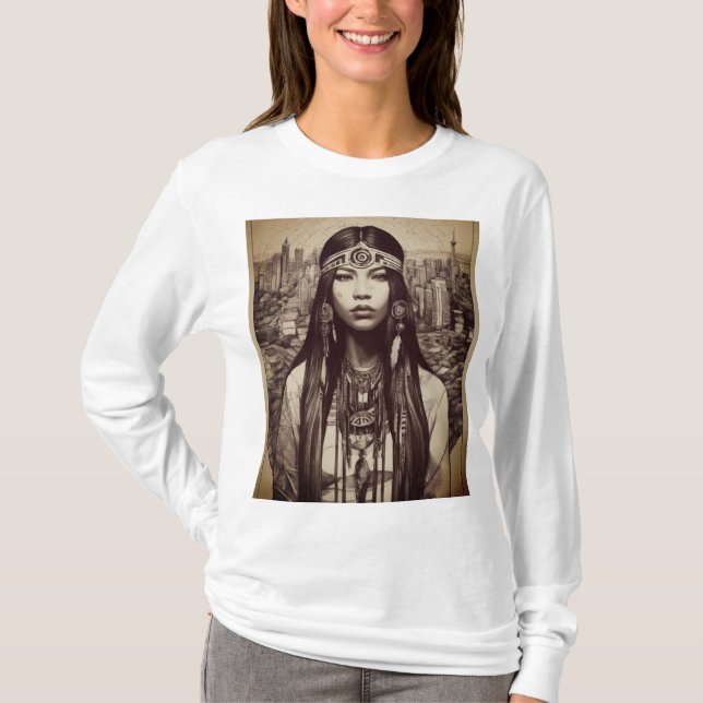 Design T-shirt de la Linework amérindienne (Devant)