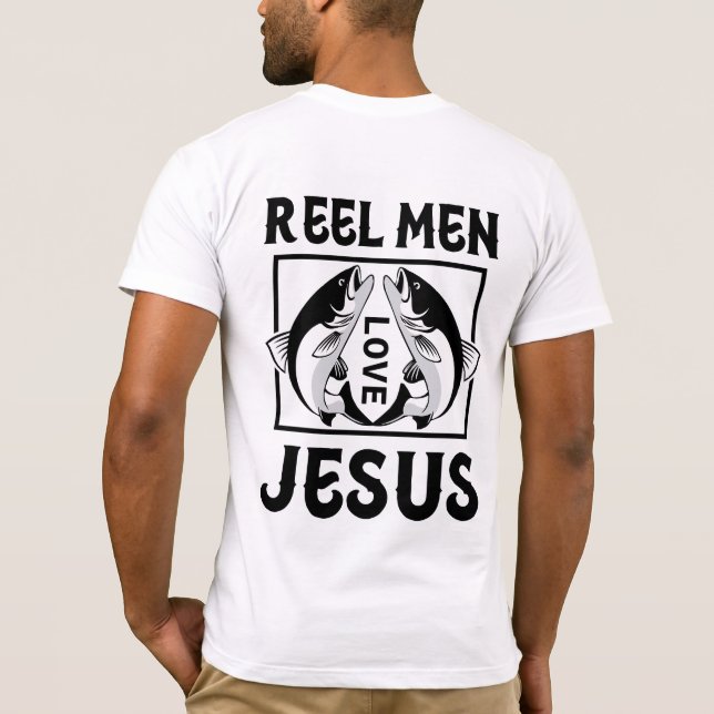 Design T-shirt moderne 'Reel Men Love Jesus' (Dos)