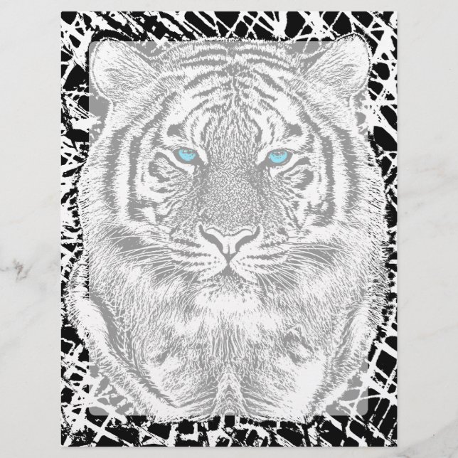Design tigre aux yeux bleus noir et blanc (Devant)
