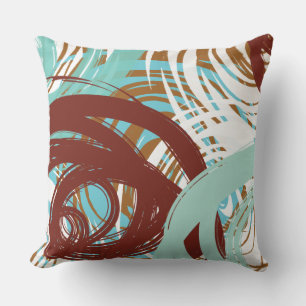DESIGN turquoise Brown SPIRAL DESIGN Oreiller rétr