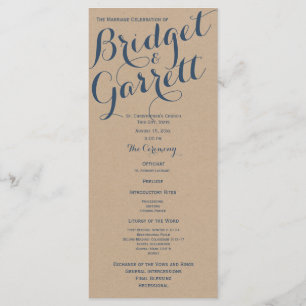 Designer Text Wedding Programme Kraft Look