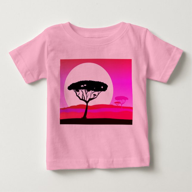 Designers t-shirt rose avec arbre Afrique (Devant)
