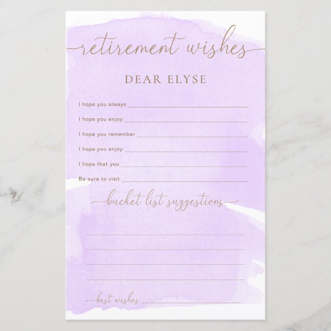 Désirs de retrait d'aquarelle violet (Devant)