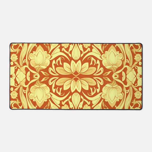 Desk Mat, Un élégant design classique jaune et rou (Recto)