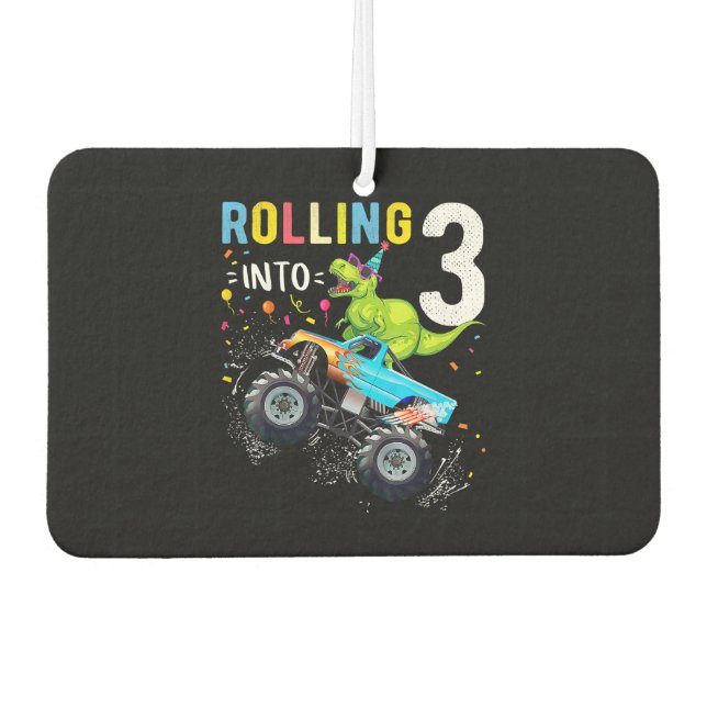 Désodorisant Pour Voiture 3 ans Anniversaire Dinosaur Monster Famille de cam (Devant)