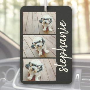 Désodorisant Pour Voiture 3 Photos tendance noir & blanc nom de script moder