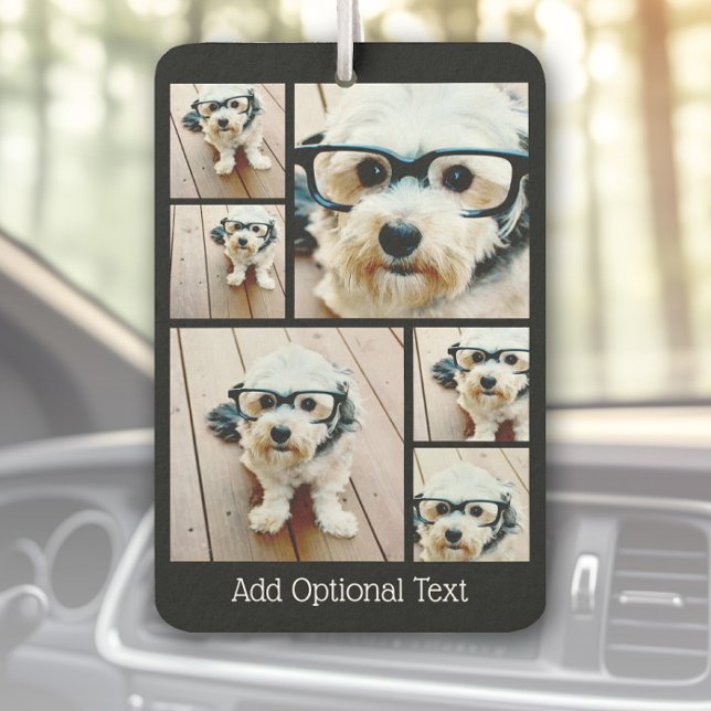 Désodorisant Pour Voiture 6 Photo Collage - motif funky noir (Custom Air Freshener with Photo Collage)