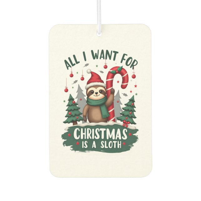 Désodorisant Pour Voiture A Sloth For Christmas. Cute, Christmas Sloth With  (Devant)