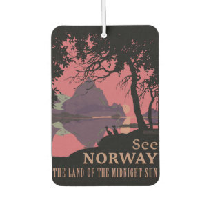 Désodorisant Pour Voiture Affiche minimaliste de coucher de soleil en Norvèg