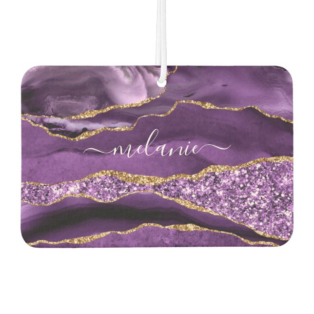 Désodorisant Pour Voiture Agate Violet Violet Or Votre nom Air Freshener (Devant)