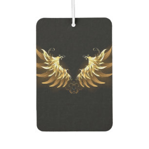 Désodorisant Pour Voiture Ailes d'Ange d'or sur arrière - plan noir