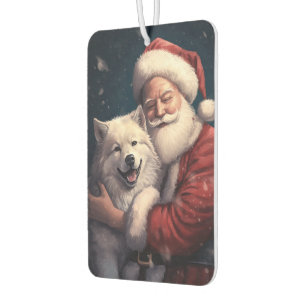 Désodorisant Pour Voiture Akita avec le Père Noël Fête de Noël