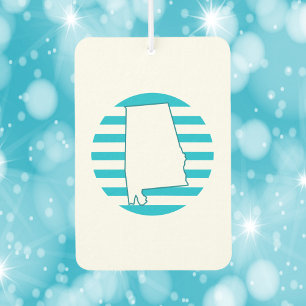 Désodorisant Pour Voiture Alabama State Outline Blue Retro Circle