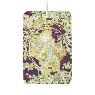 Désodorisant Pour Voiture Alphonse Mucha Femme au marguerite Art nouveau Art