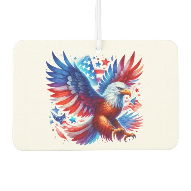 Désodorisant Pour Voiture American Eagle Patriotique Design Rouge Blanc Bleu (Devant)