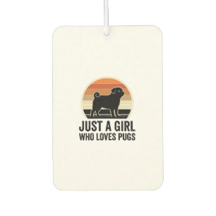 Désodorisant Pour Voiture Amoureux de Pug Vintage Juste Une Fille T-Shirt Ch