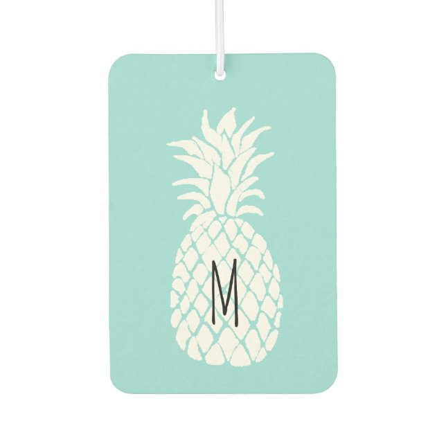 Désodorisant Pour Voiture ananas blanc monogramme (Devant)