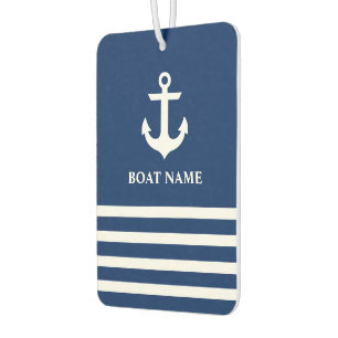 Désodorisant Pour Voiture Ancre nautique Strited Nom du bateau Marine Bleu
