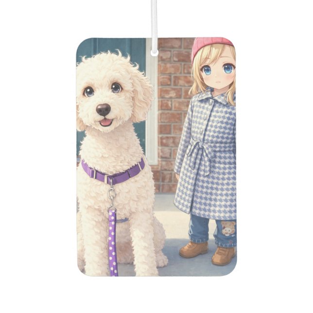 Désodorisant Pour Voiture Anime Little Girl With Happy Dog Air Freshener (Devant)
