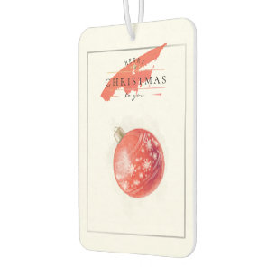 Désodorisant Pour Voiture Aquarelle de Noël Arbre de Noël Rouge Boule