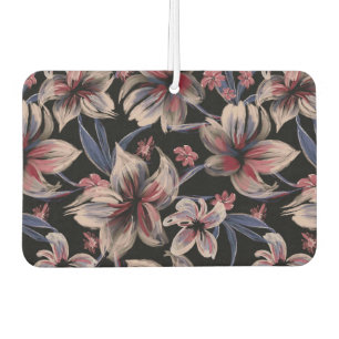 Désodorisant Pour Voiture Aquarelles Crimson Floral sur noir