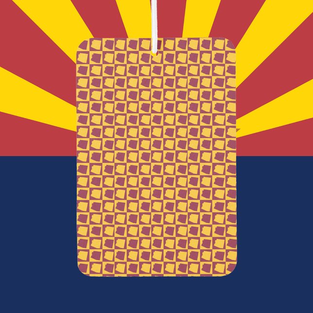 Désodorisant Pour Voiture Arizona Pop Art Checkerboard Maroon Gold Pattern (A fun air freshener with a maroon and gold checkerboard pattern of Arizona)
