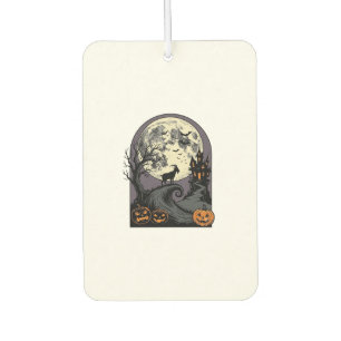 Désodorisant Pour Voiture Art de silhouette d'Halloween vintage lune de chèv