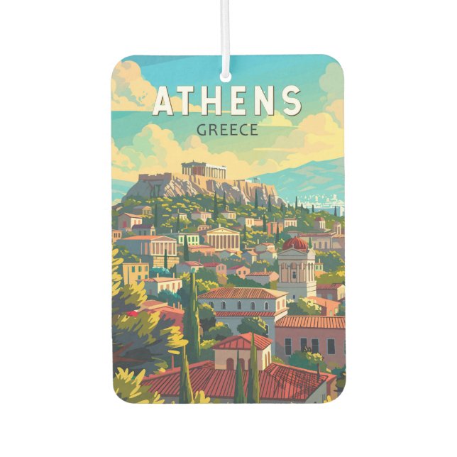 Désodorisant Pour Voiture Athens Grèce Travel Art Vintage (Devant)