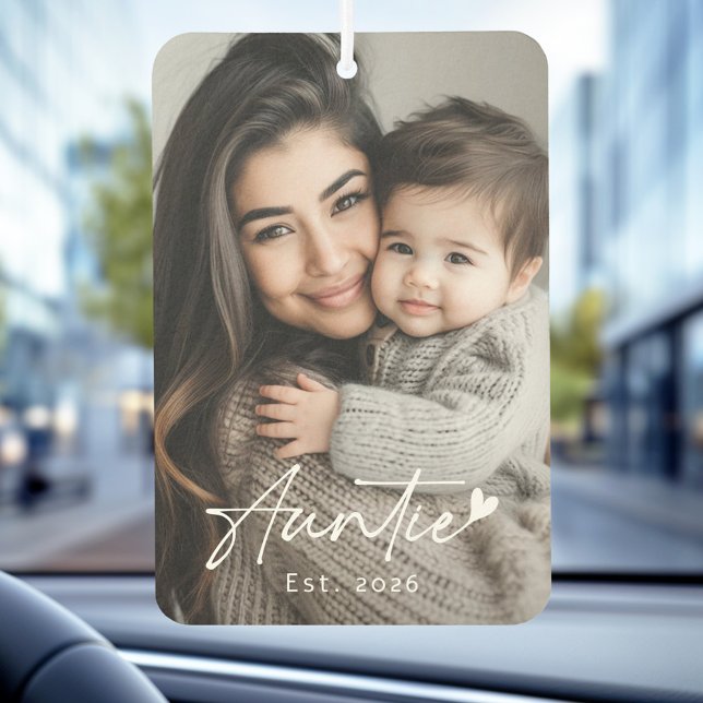 Désodorisant Pour Voiture Auntie Est année manuscrite écriture coeur (Auntie Est year handwritten script heart Air Freshener)
