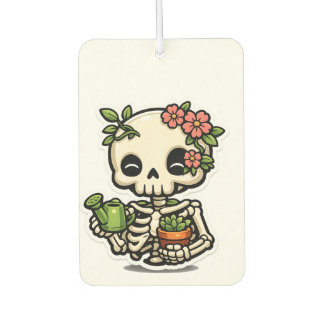 Désodorisant Pour Voiture Autocollant de jardinier squelette floral Kawaii m