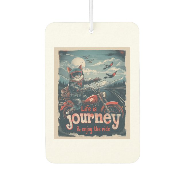 Désodorisant Pour Voiture Aventure de chat motard (Devant)
