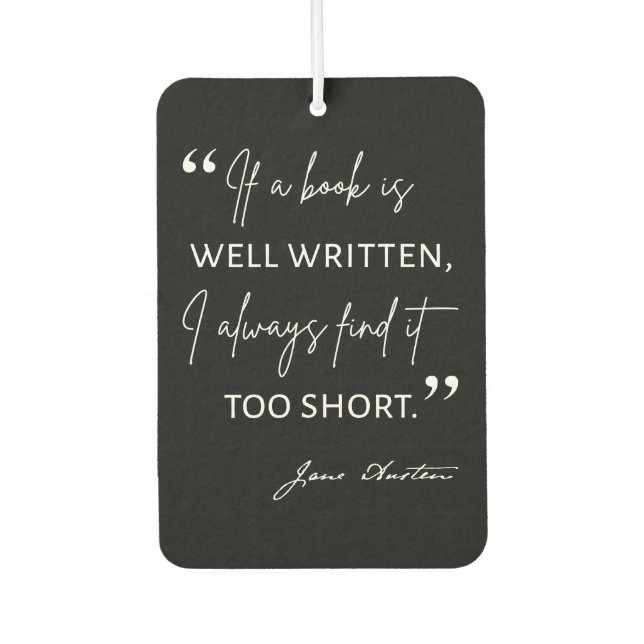 Désodorisant Pour Voiture Avid Reader II - Citation Jane Austen (Devant)